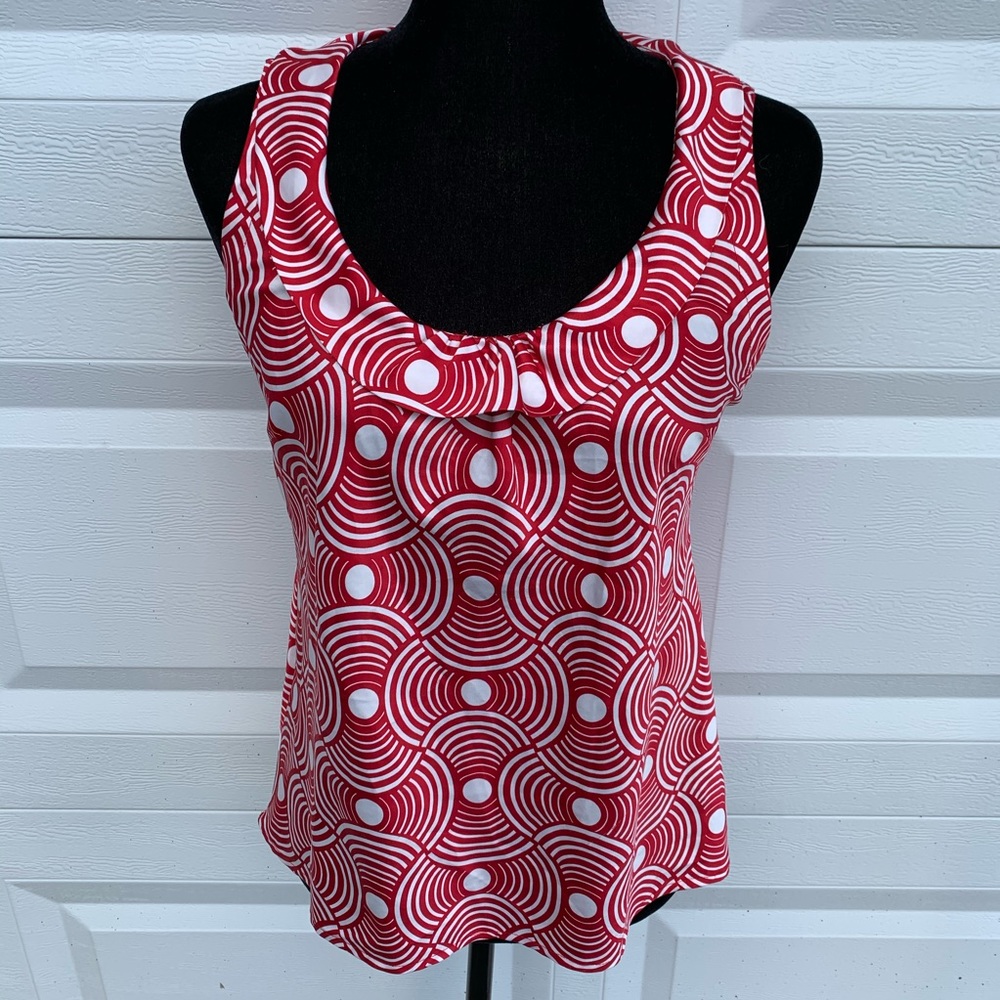 Banana republic sleeveless red poka dot shirt